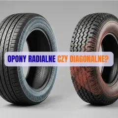 Dwie opony: jedna radialna z niebieską siatką, druga opona diagonalna z czerwoną siatką.