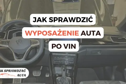 Wnętrze samochodu z napisem "Jak sprawdzić wyposażenie auta po VIN". Dowiedz się, jak użyć vw vin decoder.