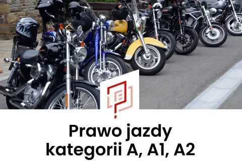 Rząd motocykli, od czarnego po żółty, gotowych do jazdy. Idealne dla posiadaczy prawa jazdy kategorii A, A1, A2.