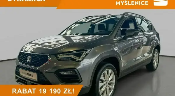 Szary Seat Ateca z rabatem 19 190 zł. Idealny na rodzinne wypady i miejskie podróże.